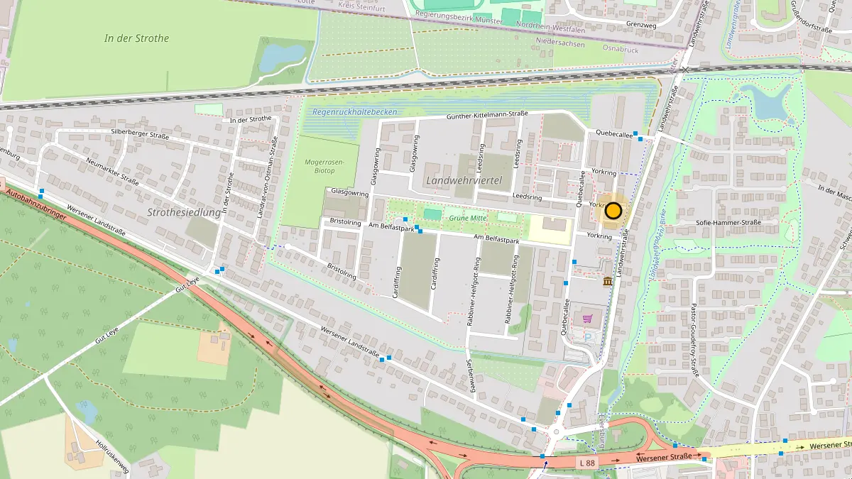 Kartenausschnitt mit dem Standort Yorkring 18 in 49090 Osnabrück